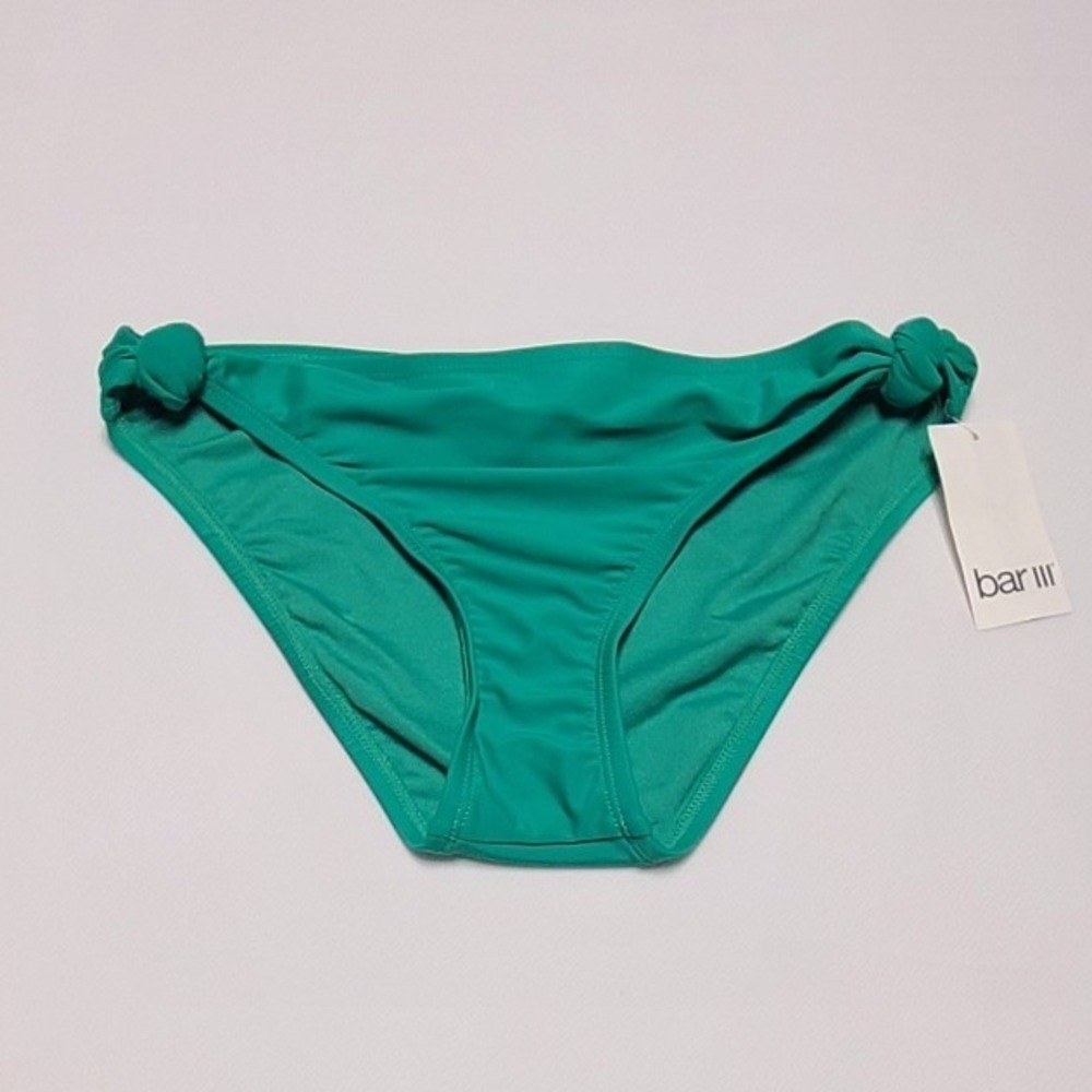 Bar III Womens Green Side Tie Knot Bikini Bottoms Swimwear Size XS New
